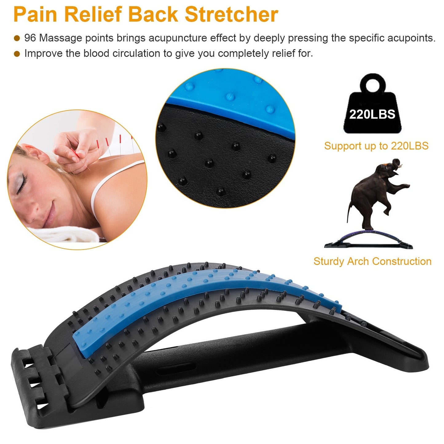 Multi-Level Back Stretcher for Pain Relief — Lumbar Support for Upper & Lower Back