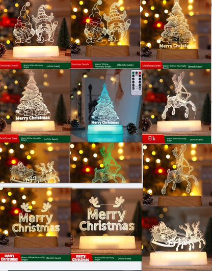 3D Acrylic LED Night Light – Perfect Christmas, and Decoration for Kids or Home.