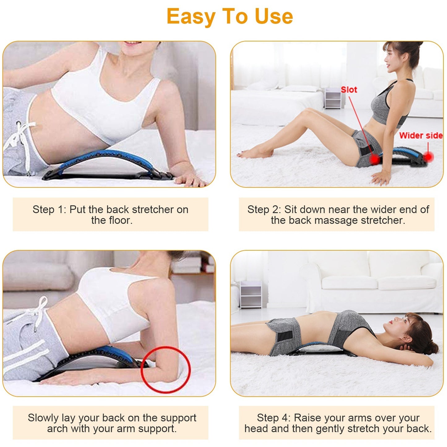 Multi-Level Back Stretcher for Pain Relief — Lumbar Support for Upper & Lower Back